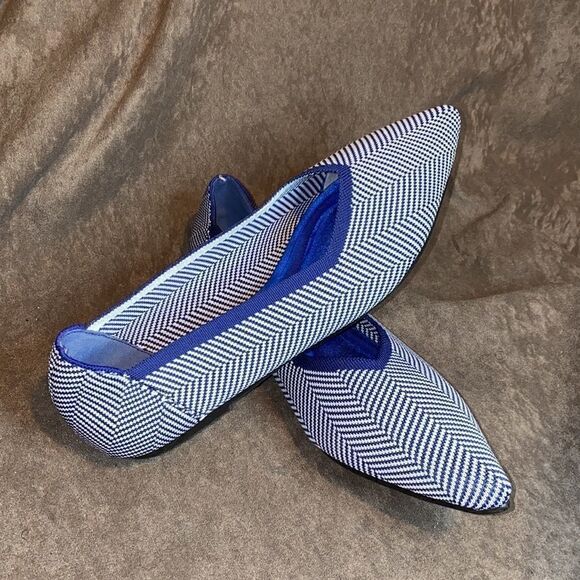 French Blu Women Herringbone Design Gel Insole Flats - Picture 3 of 4